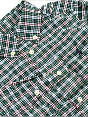 EUC Ralph Lauren Boys Holiday / Christmas Plaid Button Down Shirt In Green 4/4T